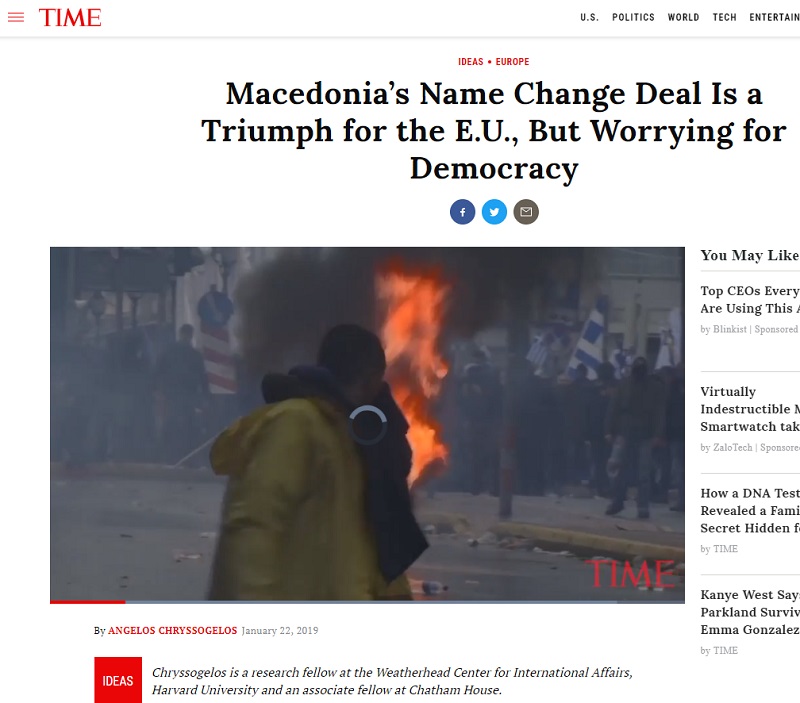 „Тајм“: Заев и Ципрас го туркаат Преспанскиот договор со стап, ЕУ премижува пред сомнителната демократија