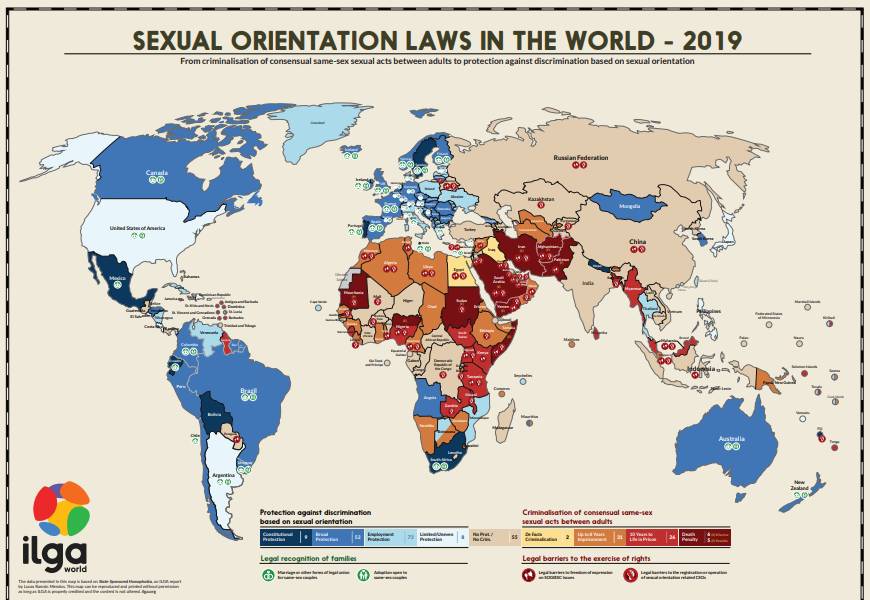 Во 70 земји е незаконски да се биде хомосексуалец, во седум се казнува со смрт