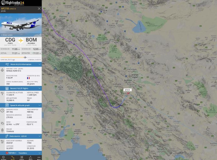 Авион на летот Париз – Мумбај исчезна од радар