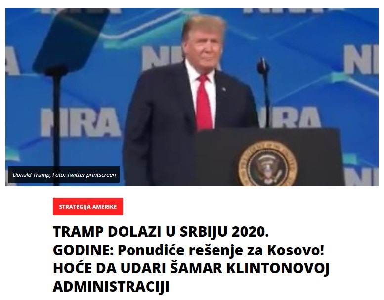 Трамп доаѓа во Србија во 2020, има решение за Косово и шамар за Клинтонови