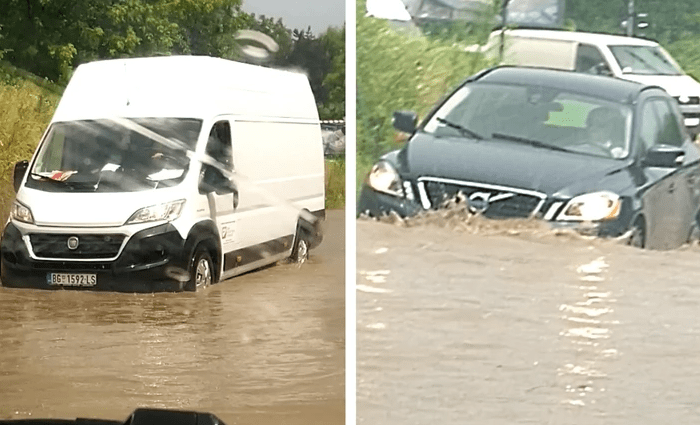 Автомобили пливаат по улиците, поплави во Србија