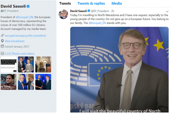 Сасоли: Ве молам не губете надеж и не се откажувајте од европската иднина