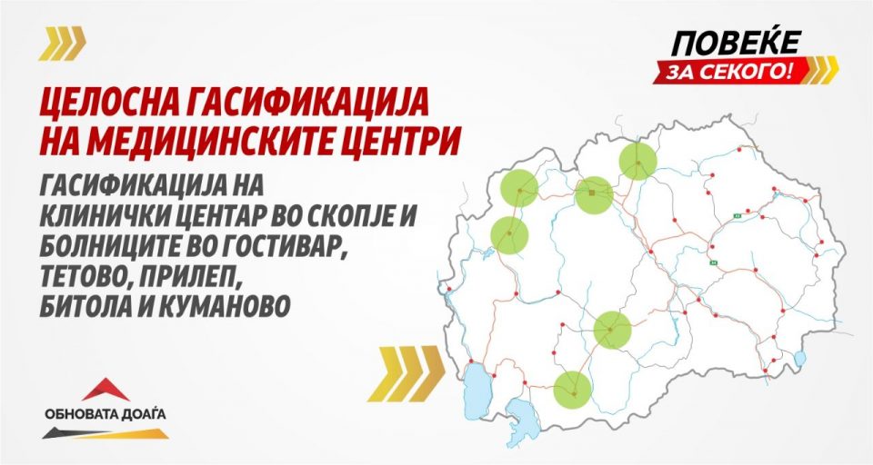 ВМРО-ДПМНЕ ќе ги гасифицира медицинските центри
