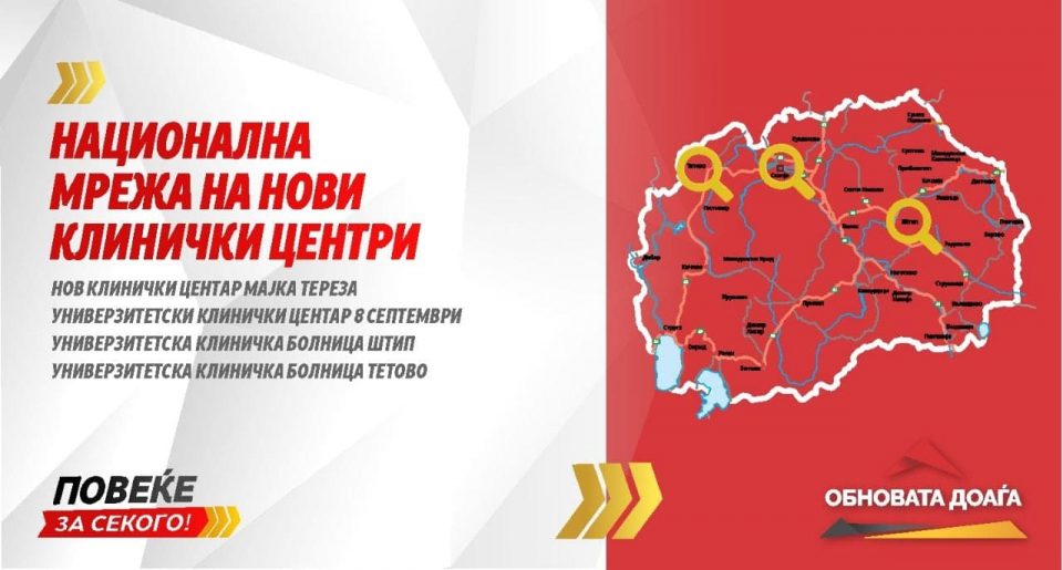 Мицкоски со пакет мерки за револуција во квалитетот на здравството: 4 нови клинички центри, 20 посто повисоки плати за сите, повеќе бесплатни лекови