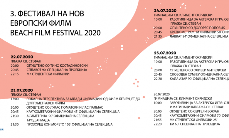 Трето издание на „Beach Film Festival 2020“ во Охрид