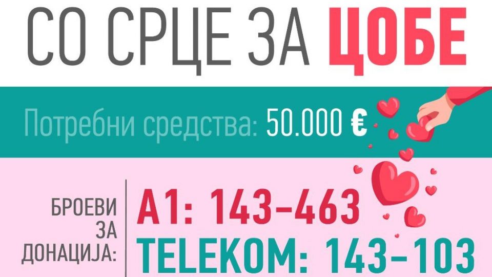 Апел за помош за Цобе: Се ближи рокот за операцијата, недостигаат уште средства