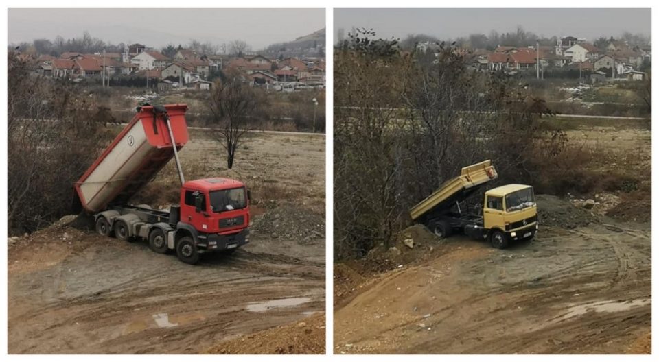 Камиони истураат шут во заштитената зона во Карпош, во петок протест пред „Ситимол“