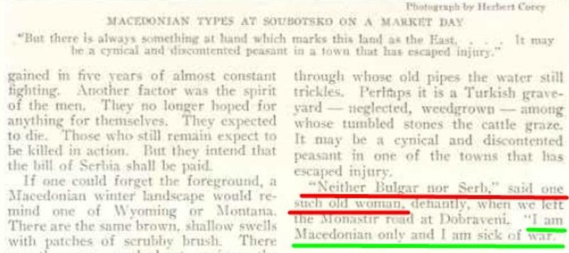 Од записите на американски новинар, 1917г. Битола: Што сте вие Бугарка или Србинка? -Јас сум Македонка!