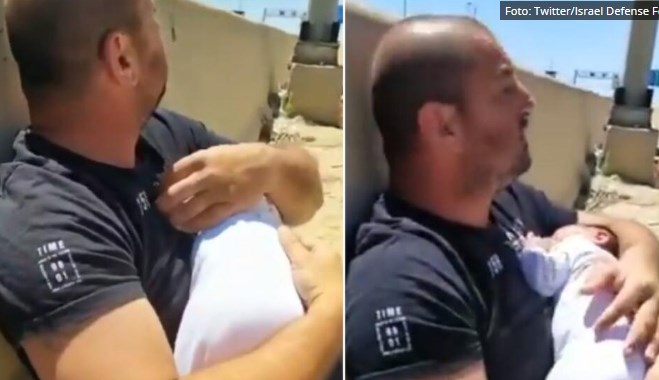 Ова е најемотивното видео од Израел: Taтко го држи бебето во рака додека летаат ракети