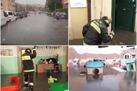 Рим под вода: Улиците претворени во реки, се спасувале деца од градинка