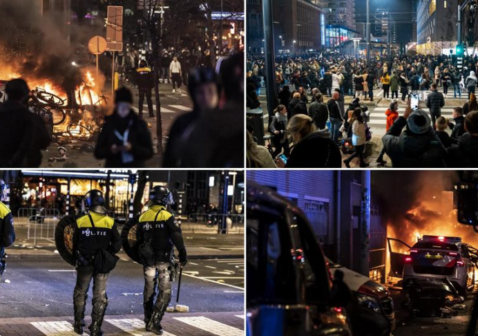 Вистинска војна на улиците во Ротердам поради заклучувањето и ковид потврдите, застрелани се најмалку две лица, демолиран е центарот на градот
