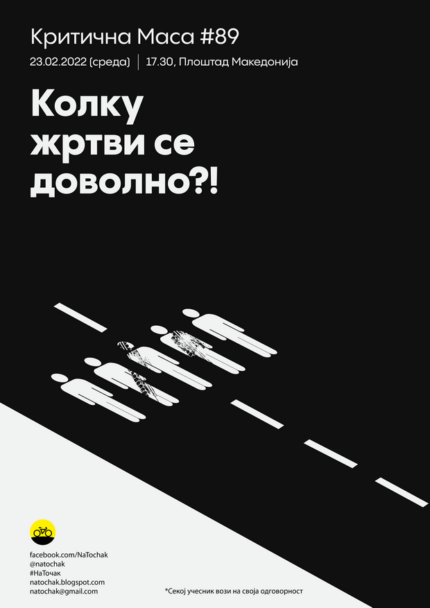 НаТочак – критична маса по улиците на Скопје: Колку жртви се доволно?!