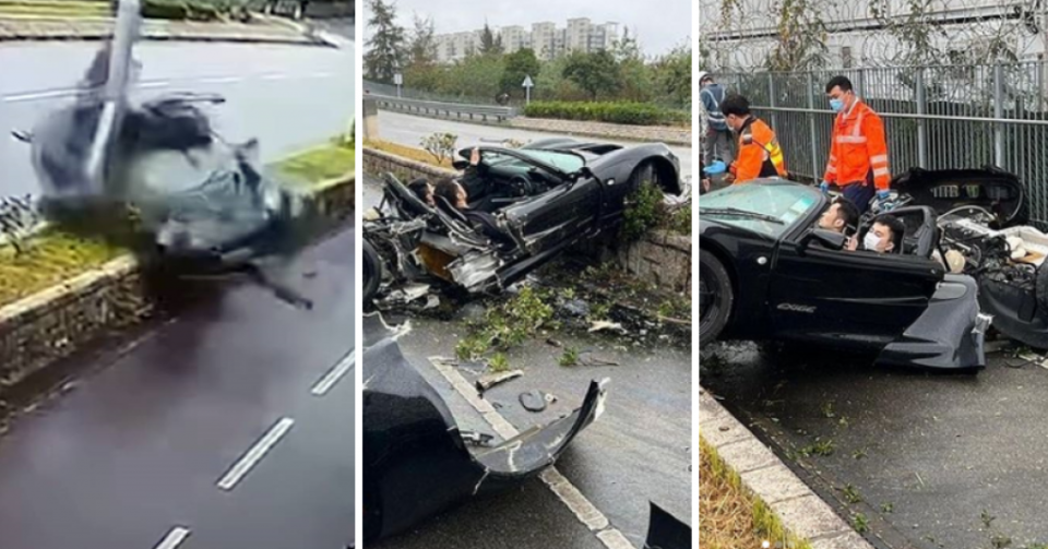 Автомобил буквално се преполови по тежок судир, возачот и совозачот поминаа без ниедна гребаница