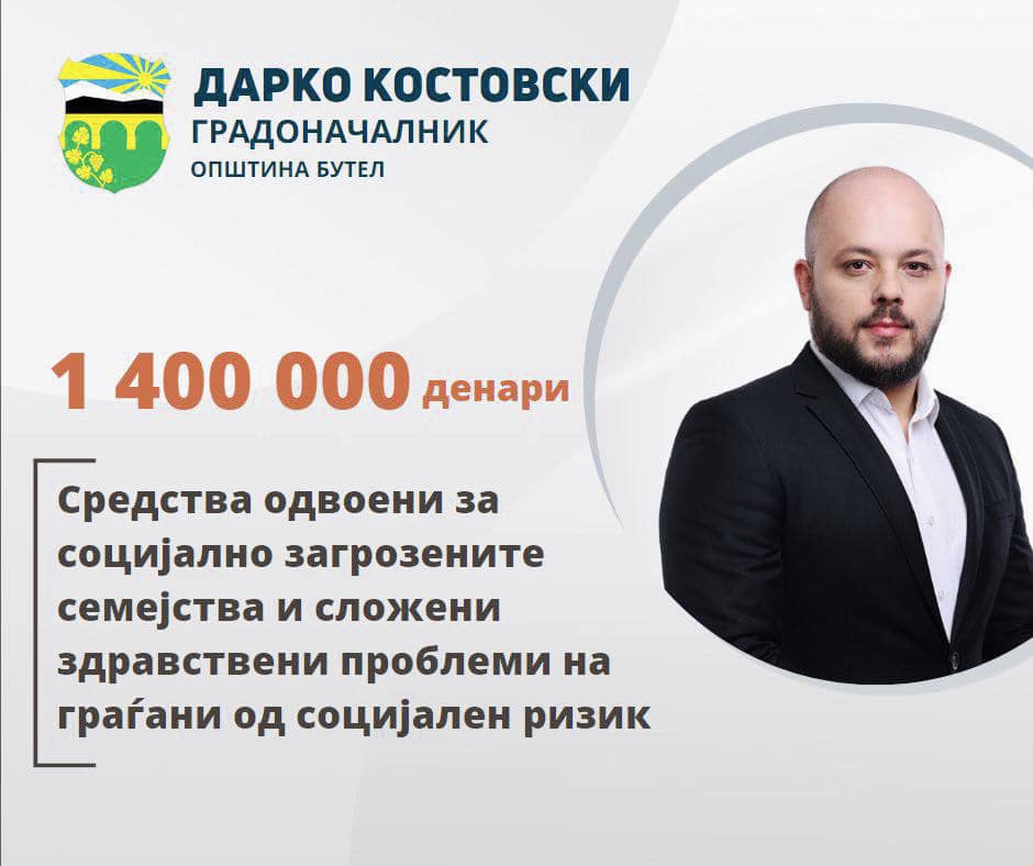 Општина Бутел пренамени 1.400.000 денари за социјално загрозени семејства