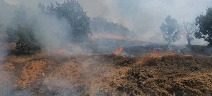 Два ер трактори се вклучија во гаснењето на пожарот во сeлото Зрзе